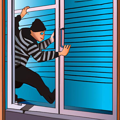 An illustration depicting a burglar attempting to break into a window, highlighting the need for forced entry resistant windows